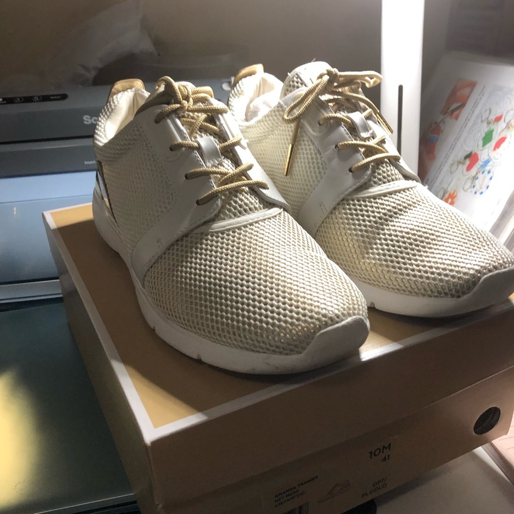 MK Amanda Net Mesh Trainer Optic White and Pale Gold